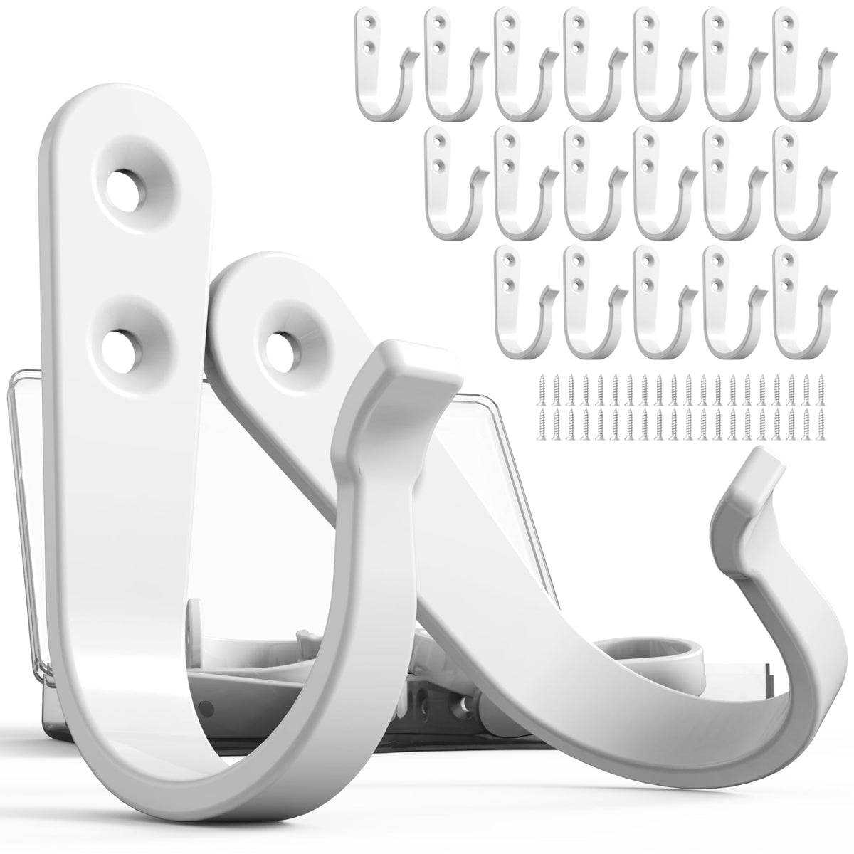 BREYDROK 20-Pack Coat Hooks for Hanging, Heavy Duty Black Metal Wall Hooks
