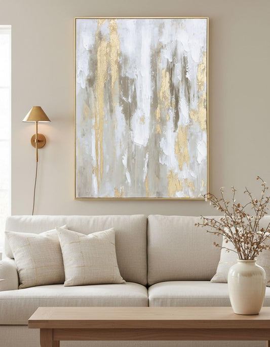 Zessonic Large Gold Abstract 3D Textured Hand-painted Wall Art, 24"x32"