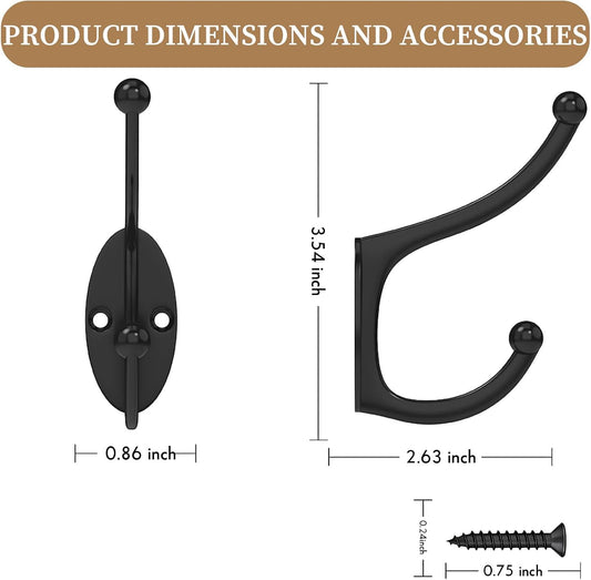 CBWLWJ 32 Pack Coat wall Hooks for Hanging, Durable Coat Hook Wall Mount, with Easy Installation Metal Closet Hooks, Living Rooms, Entrances, Bathrooms, Bedrooms(Black)
