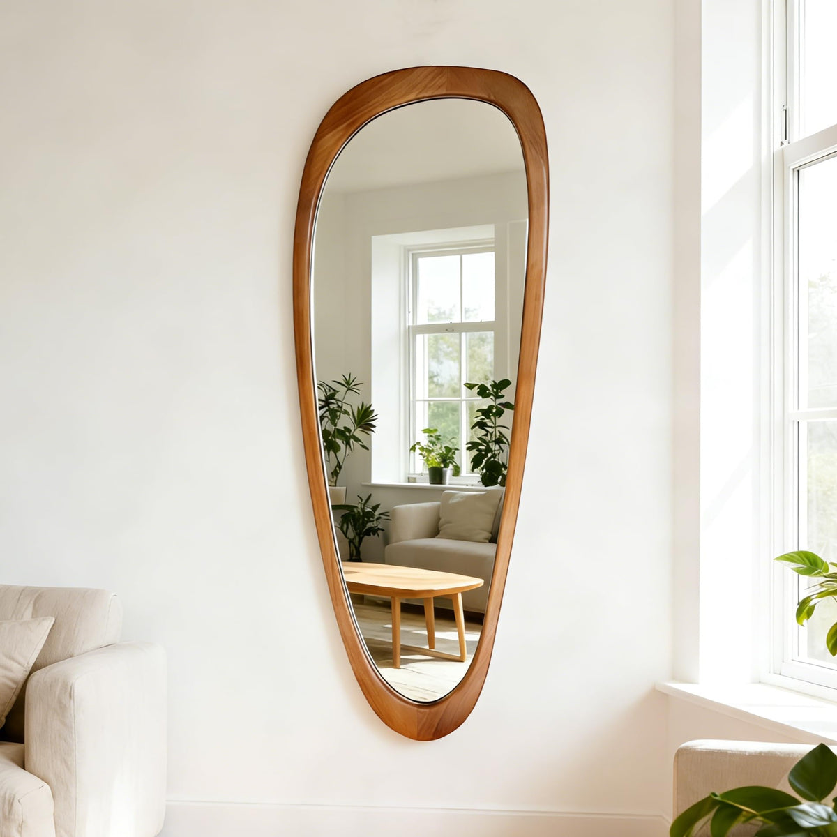 Irregular Asymmetrical Wall Mirror, 28" x 20" Gold Bathroom Mirror