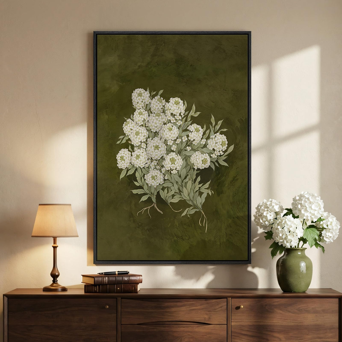 Framed Vintage Neutral Rustic Botanical Bird Chinoiserie wall art, 24x36 In