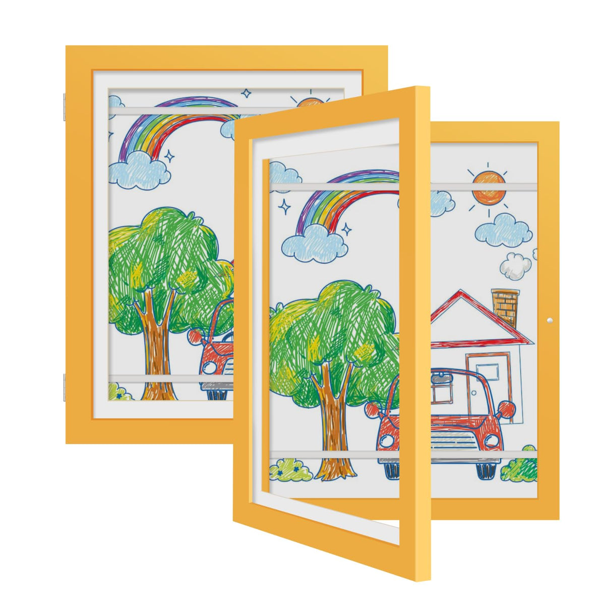 iRahmen Kids Art Frames 8.5x11 Set of 2 - Front Opening Childrens Picture Frame Changeable, Wood Artwork Display Storage for Wall Mount, Magnetic Door Holds 50 Art Pieces for Drawings, 3D Picture, Crafts, Portfolio, Brown