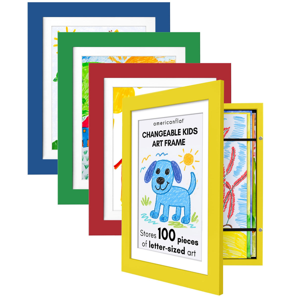Americanflat 8.5x11 Changeable Kids Art Frame 2-Pack - Black