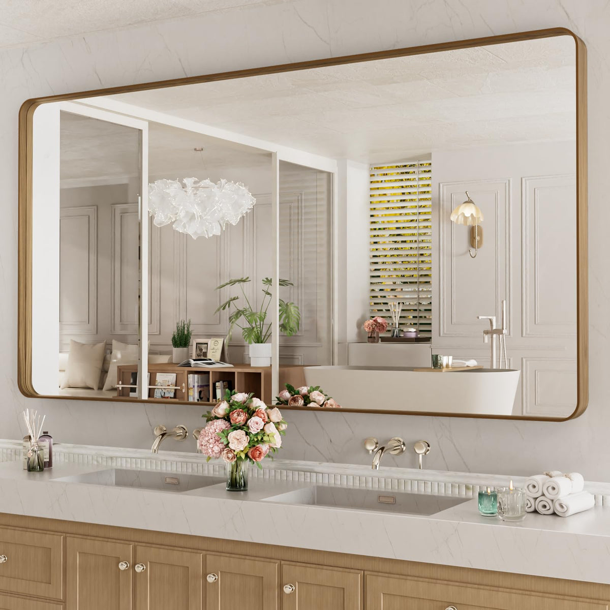 LOAAO 20X16 Inch Black Bathroom Mirror Metal Framed