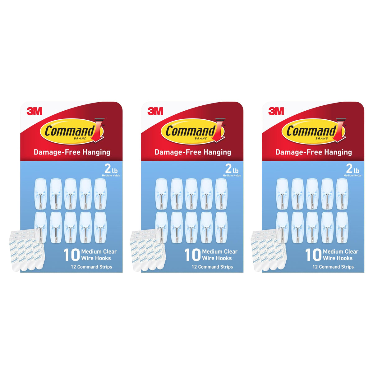 Command Medium Clear Wire Hooks, 10 Hooks, 12 Strips