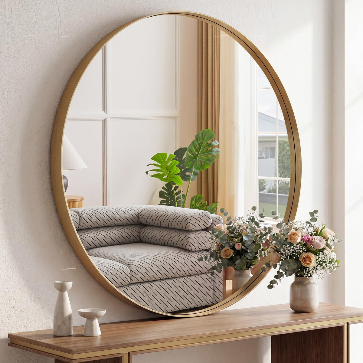 Sweetcrispy 26.5"x38" Arched Black Bathroom Mirrors for Wall, Bathroom Mirrors for Over Sink, Metal Framed with HD Shatter-Proof Glass for Entryway, Living Room, Bedroom, Home Decor