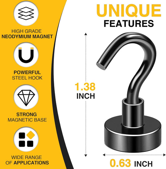 DIYMAG Magnetic Hooks 20pcs 30lbs+ Cruise Essentials 2026 Magnet Hook Black