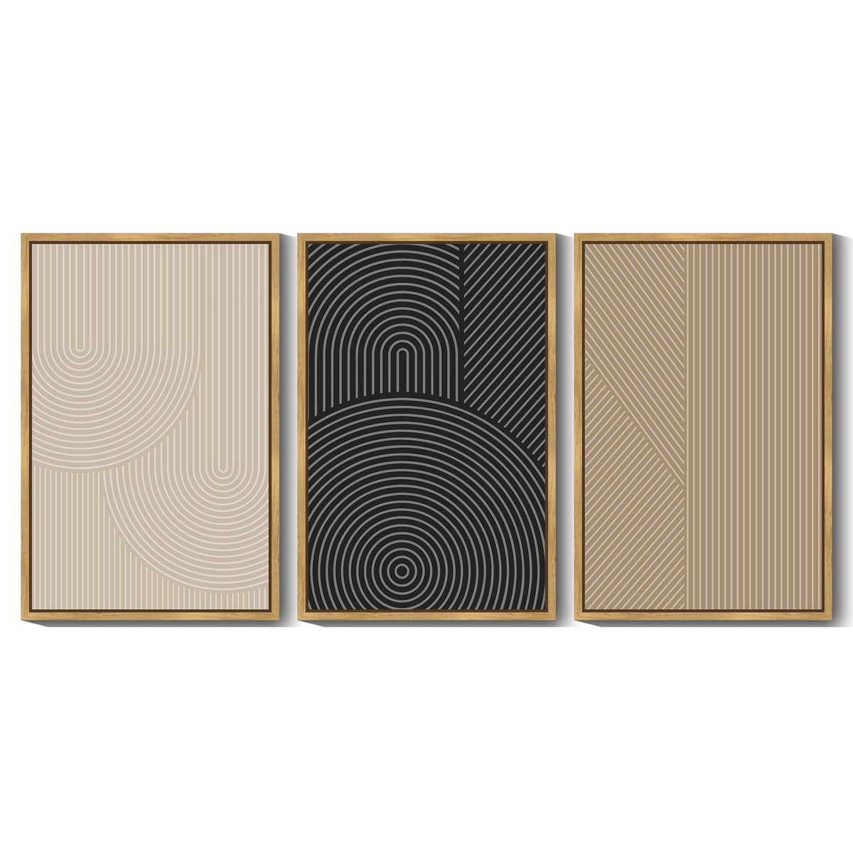 Drsoum Mid-Century Modern Framed Wall Art Minimalist Abstract Boho Neutral Line Wall Decor Geometric Artwork Kitchen Dining Room 11x14in Natural Framed