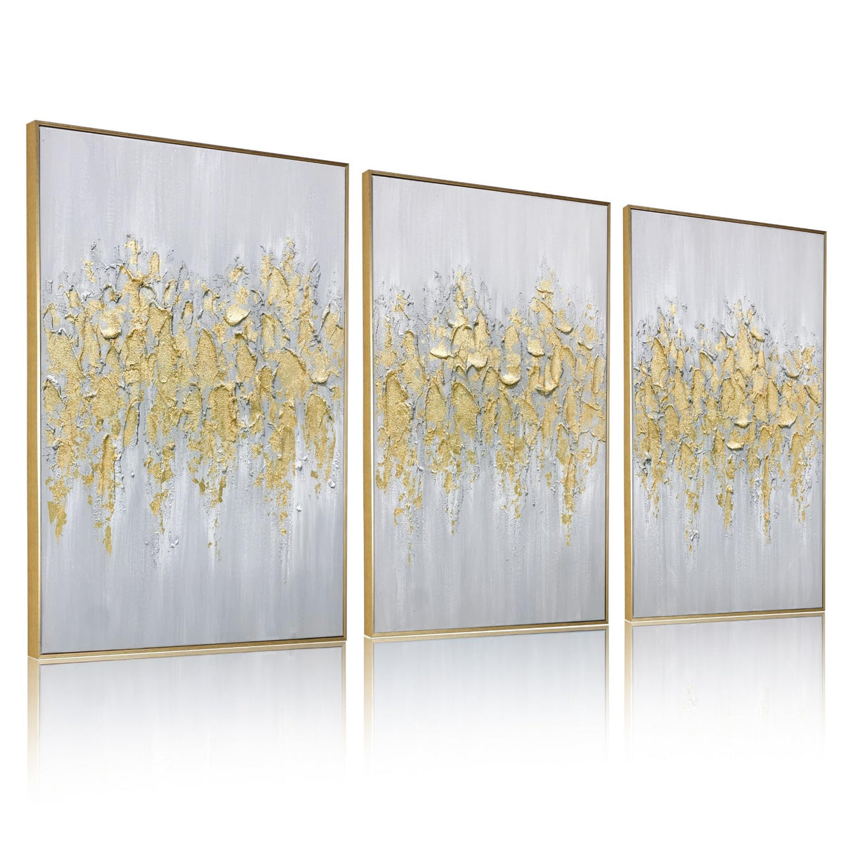 Zessonic Large Gold Abstract 3D Textured Hand-painted Wall Art, 24"x32"