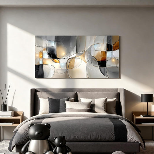 I@U Geometric Abstract Wall Art Decor Modern Gray White Wall Art Prints Canvas Wall Art Decor For Living Room Office Bathroom Kitchen Bedroom Artwork For Walls Decor Canvas Prints 20x40 Inch