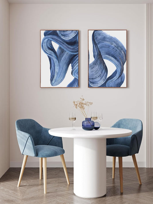 Zessonic Blue Abstract Minimalist Graffiti 3D Textured Wall Art, 16"x24"x2