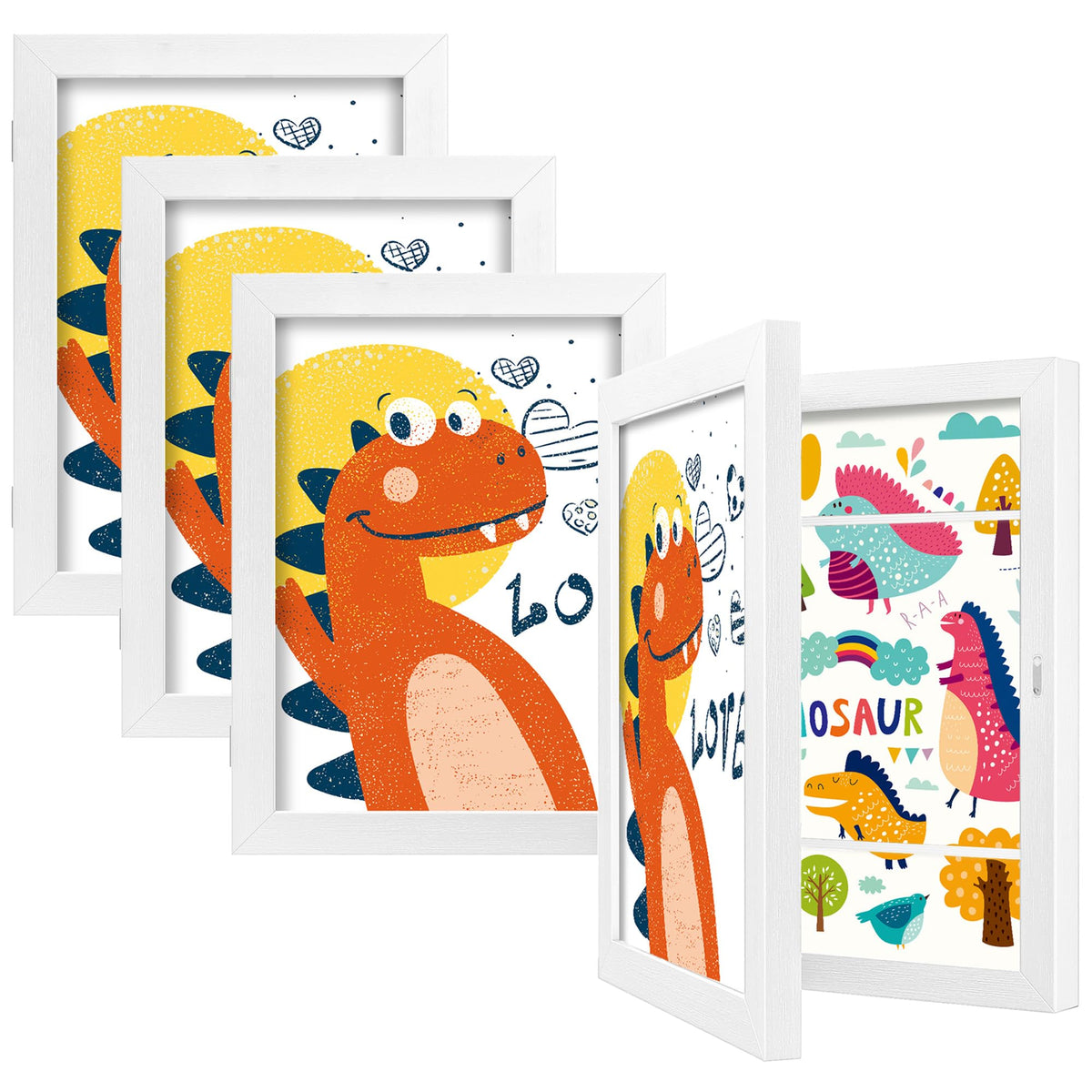 BAIJIALI Black Art Frames for Kids Artwork - Front Opening Holds 150 Drawings, 3D Crafts - 2 Packs 8.5x11 with mat or 9x12 without Mat