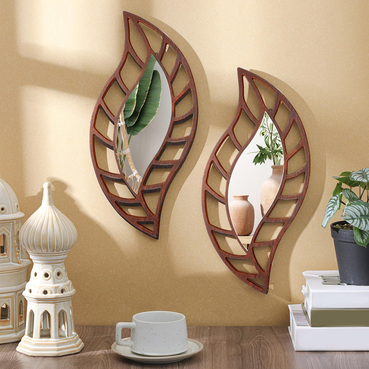 Roowest 2 Pcs Decorative Mirror Wall Decor, Black