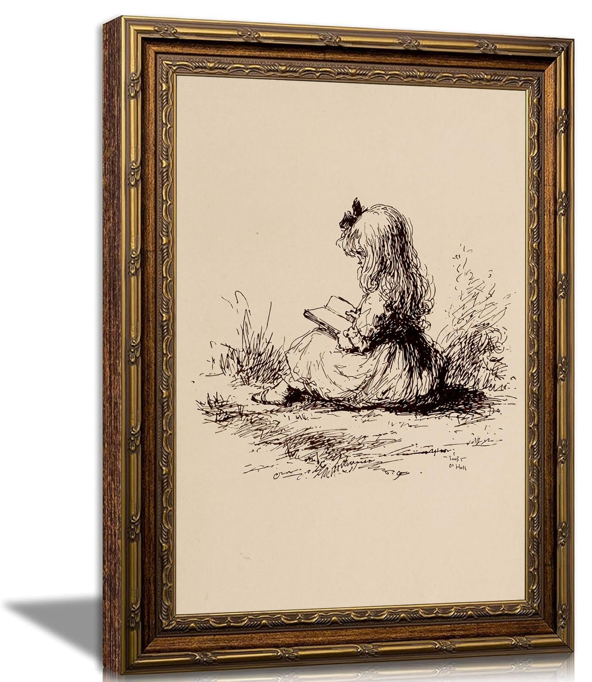Vintage Framed Landscape Wall Art,Swan Lake canvas print 24" L x 16" W