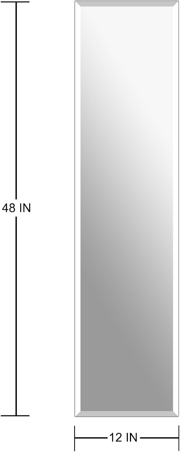 Frameless Full Length Mirror for Wall, 48x12 Inch Bathroom Vanity Mirror