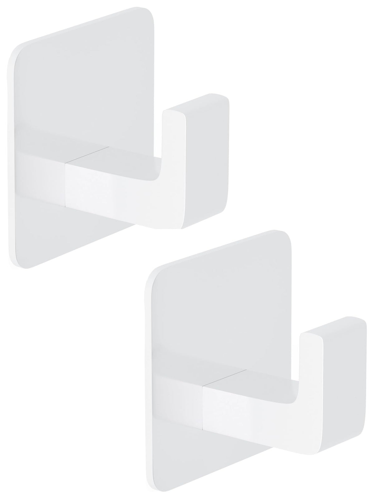 GWAAZXGZ Square Self Adhesive Towel Hooks - 4 Pack Matte Black Metal Hooks, Right-Angle Design for Towels, Robes & Hats, Organize Bathroom, Kitchen, Entryway, Doors, Cabinets on Smooth Surfaces