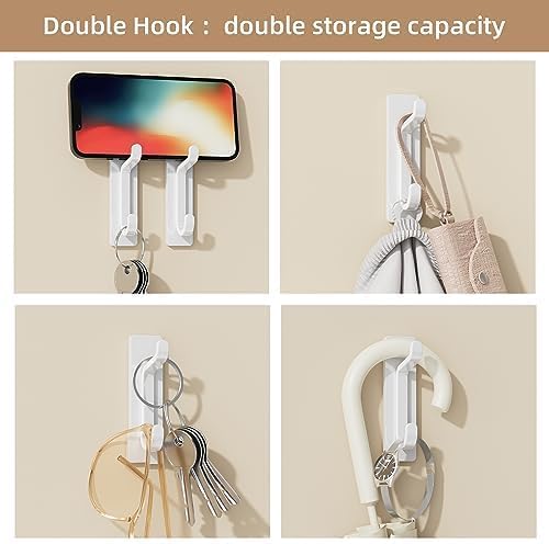 pickpiff 13LB Strong Stick-on Hooks for Coat & Towel, White 4 Pack