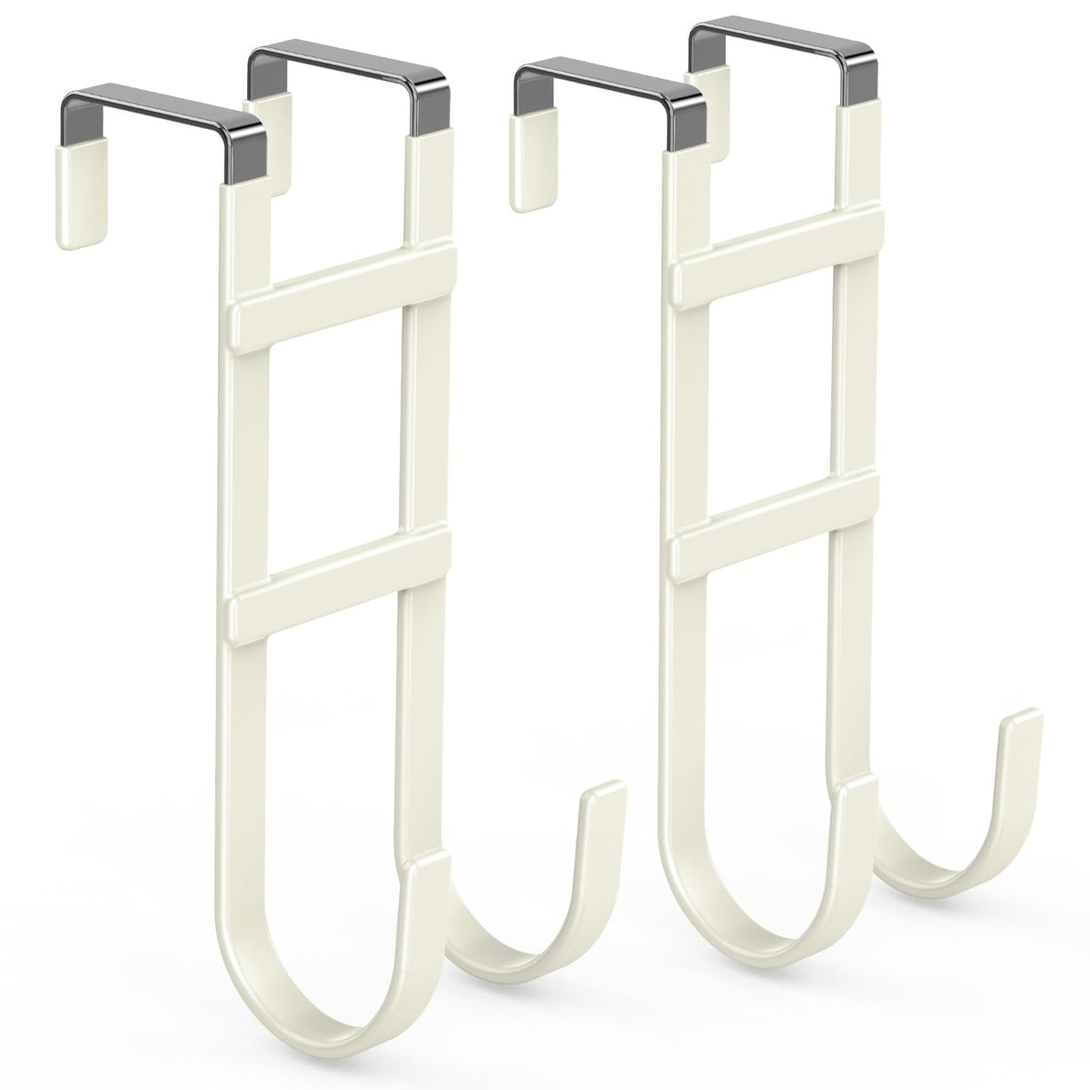FYY Over the Door Hooks, Single-Hanger 4 Pack, Fits Doors 1 3/8" White