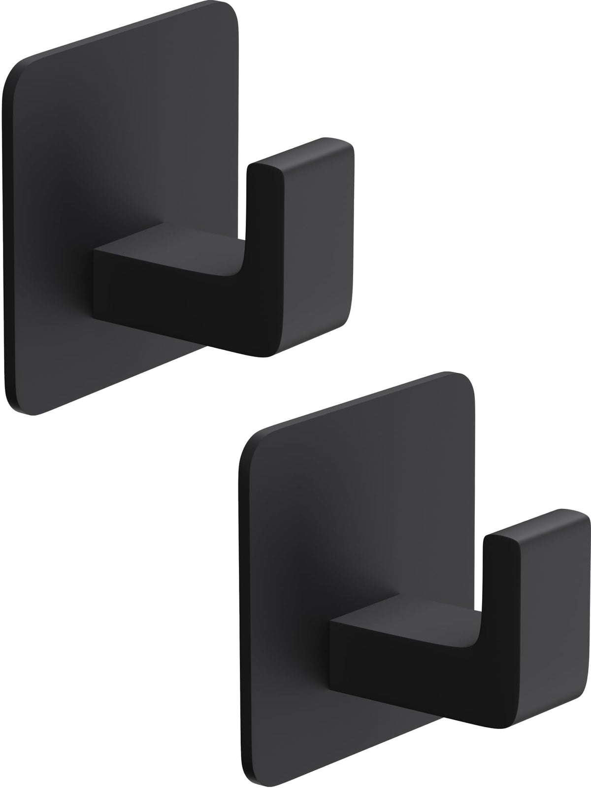 GWAAZXGZ Square Self Adhesive Towel Hooks - 4 Pack Matte Black Metal Hooks, Right-Angle Design for Towels, Robes & Hats, Organize Bathroom, Kitchen, Entryway, Doors, Cabinets on Smooth Surfaces