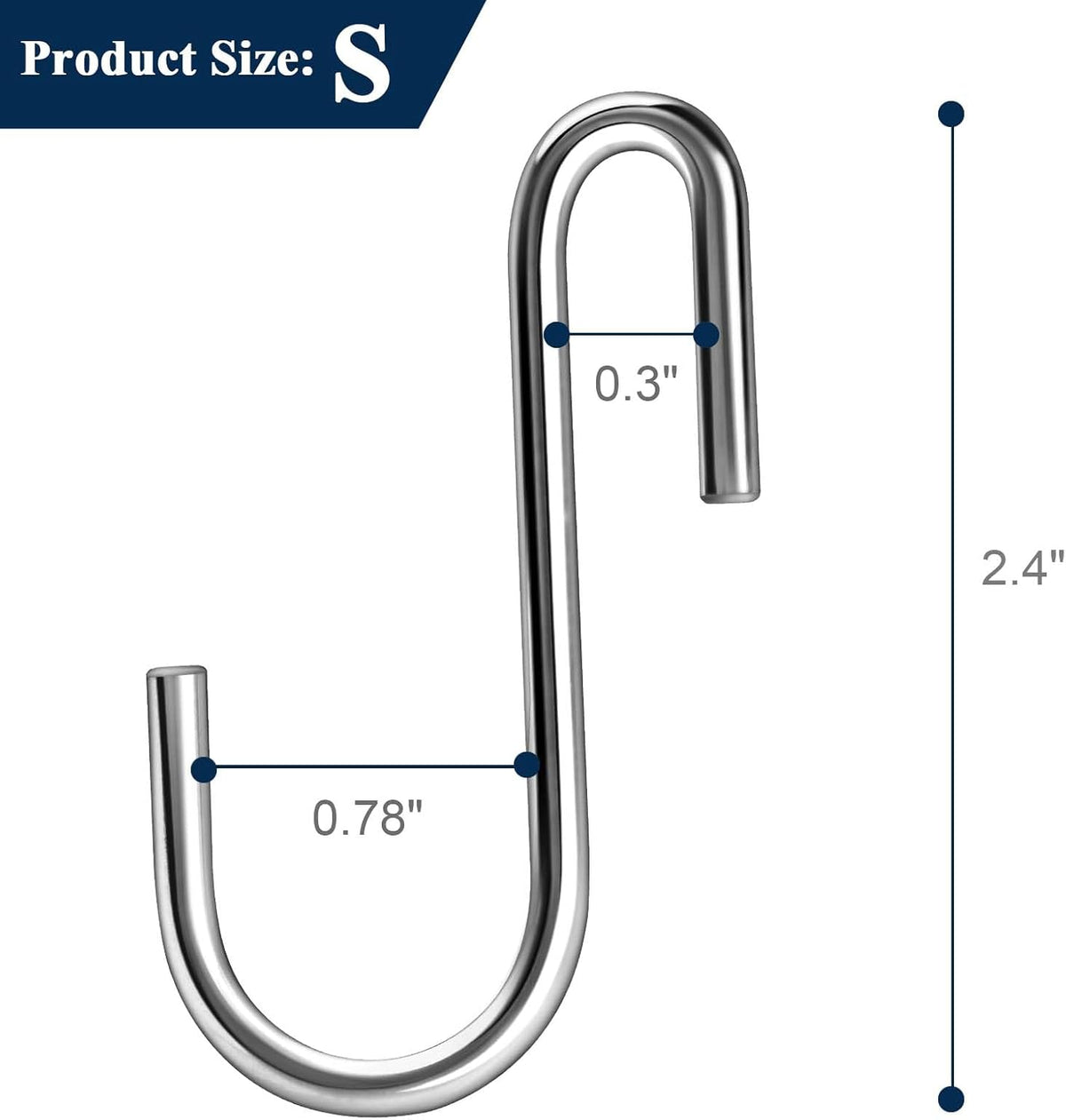 30 Pack 2.4 inches Heavy Duty S Hooks for Hanging, Pan Pot Holder Wire Shelves Rack Hooks for Hanging, S Shaped Hanger Metal Hooks for Kitchen Pots Utensils Jeans Clothes Bags Hats Towels Plants