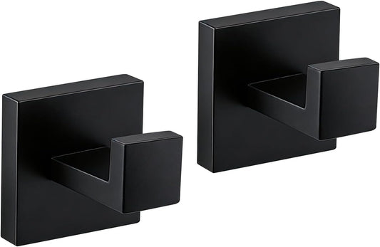JOPOFI 2 Piece Towel Hook - Bathroom Robe Hook - Matte Black