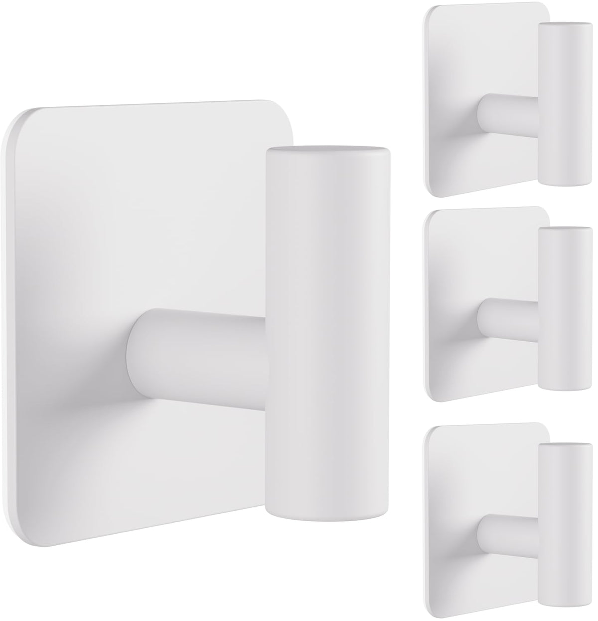 Aikzik 4 Pack Large Heavy Duty Wall Hooks - 26lb Max, Stainless Steel Adhesive Towel Hook, Shower Hooks for Hanging Towel, Coat, Robe, Wall Hook for Use in Bathroom, Kitchen and Door, Matte Black