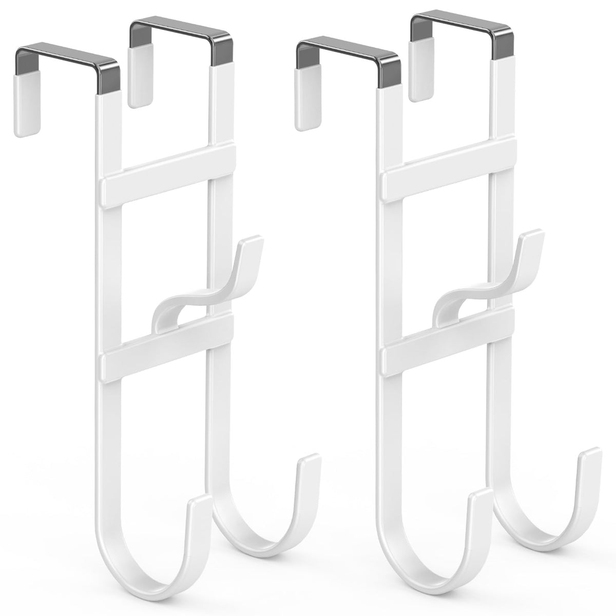 FYY Over the Door Hooks, Single-Hanger 4 Pack, Fits Doors 1 3/8" White