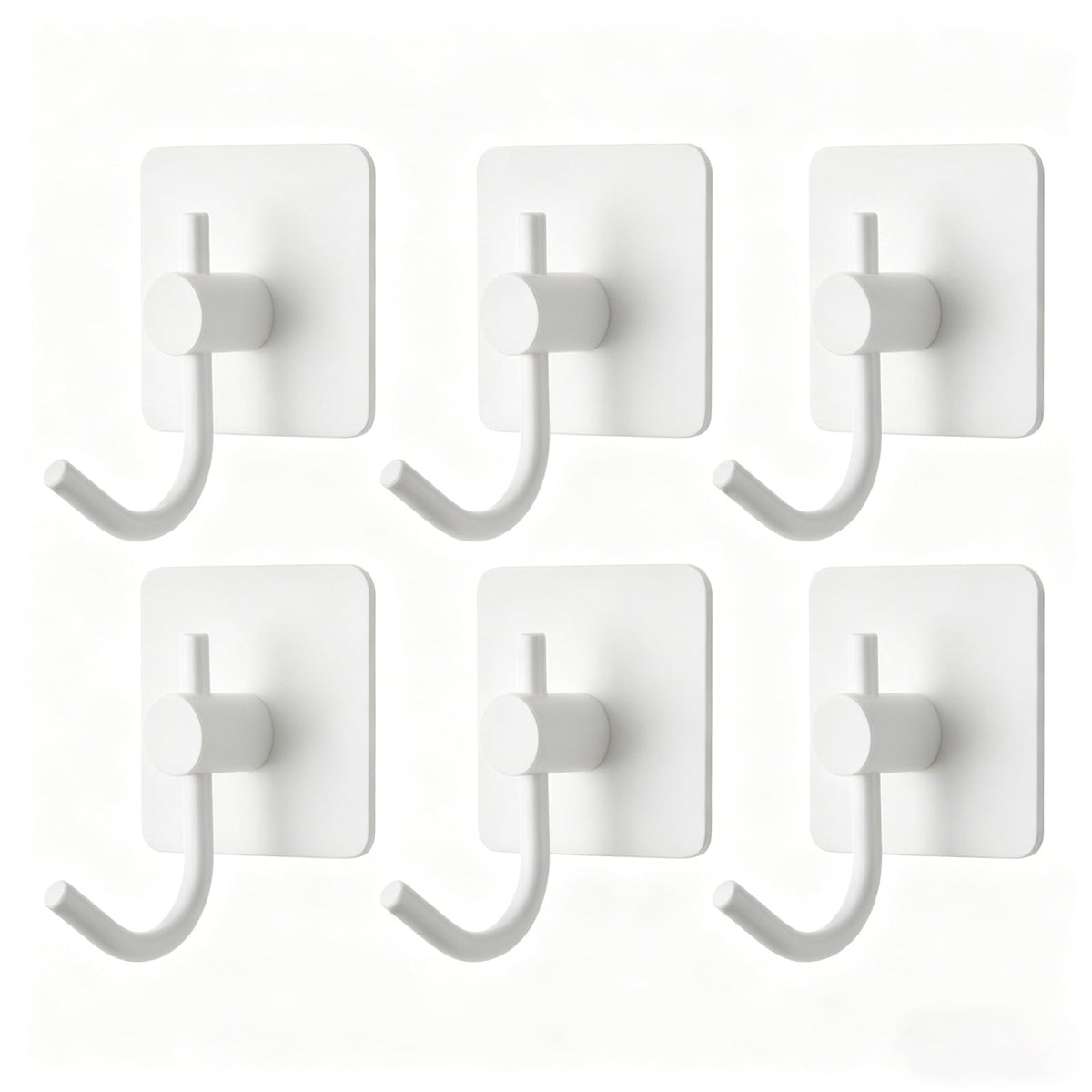 VAEHOLD 6 Pack Adhesive Wall Hooks, Heavy Duty Sticky Holder Aluminum Towel Hooks for Hanging Coat, Hat, Key, Clothes, Closet Hook Wall Mount for Kitchen, Bathroom, Office (Black)