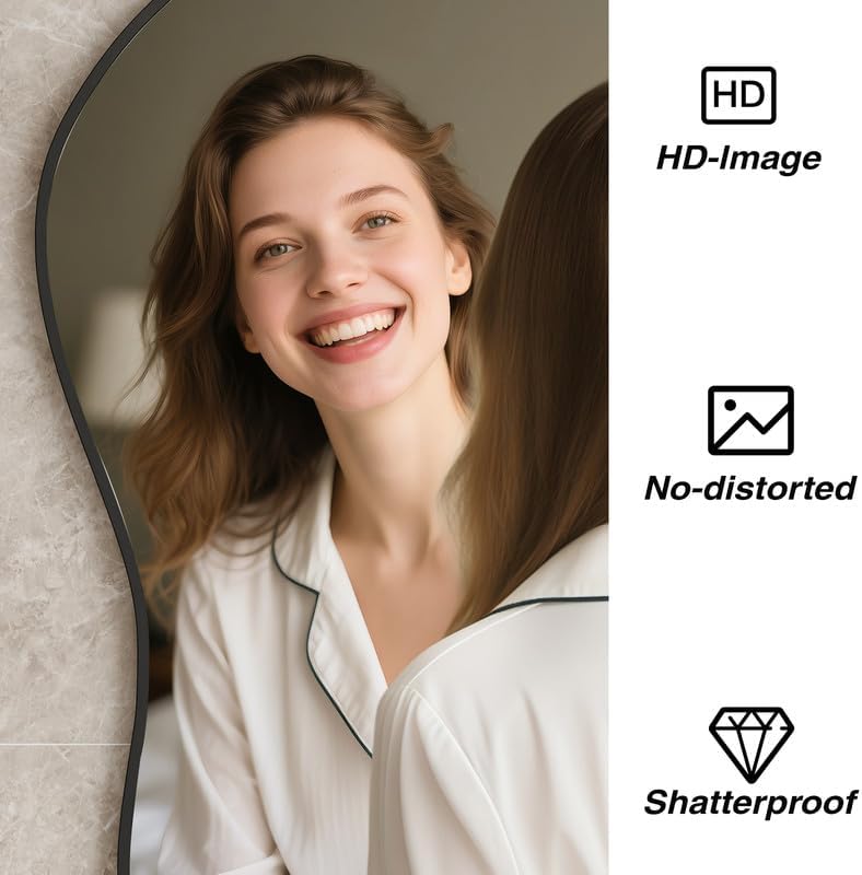 Irregular Wall Mirror 24×40 Inch Black
