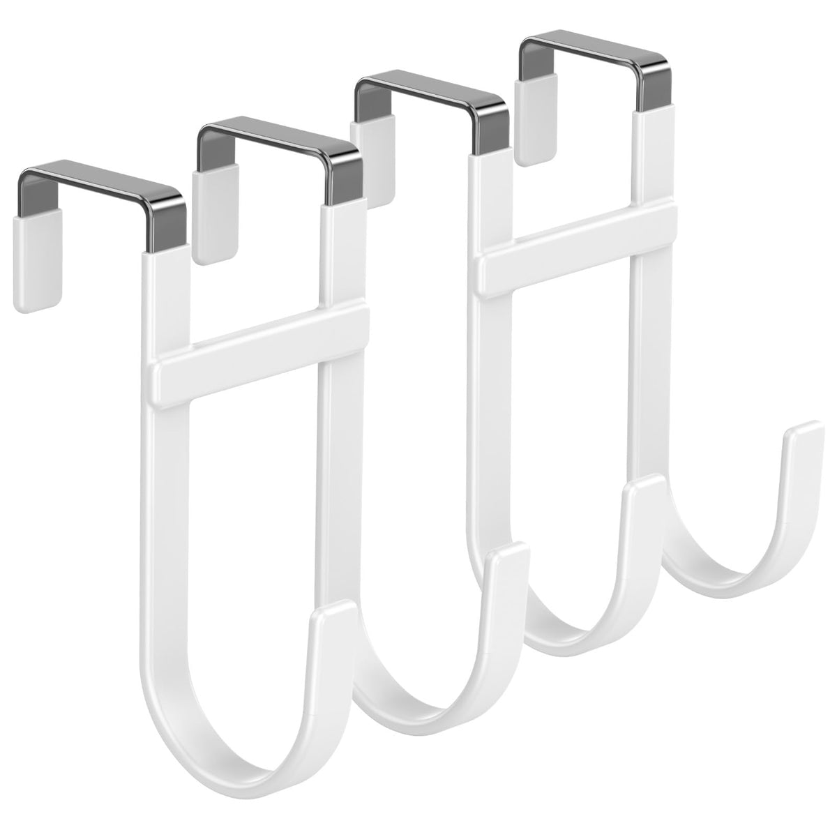 FYY Over the Door Hooks, Single-Hanger 4 Pack, Fits Doors 1 3/8" White