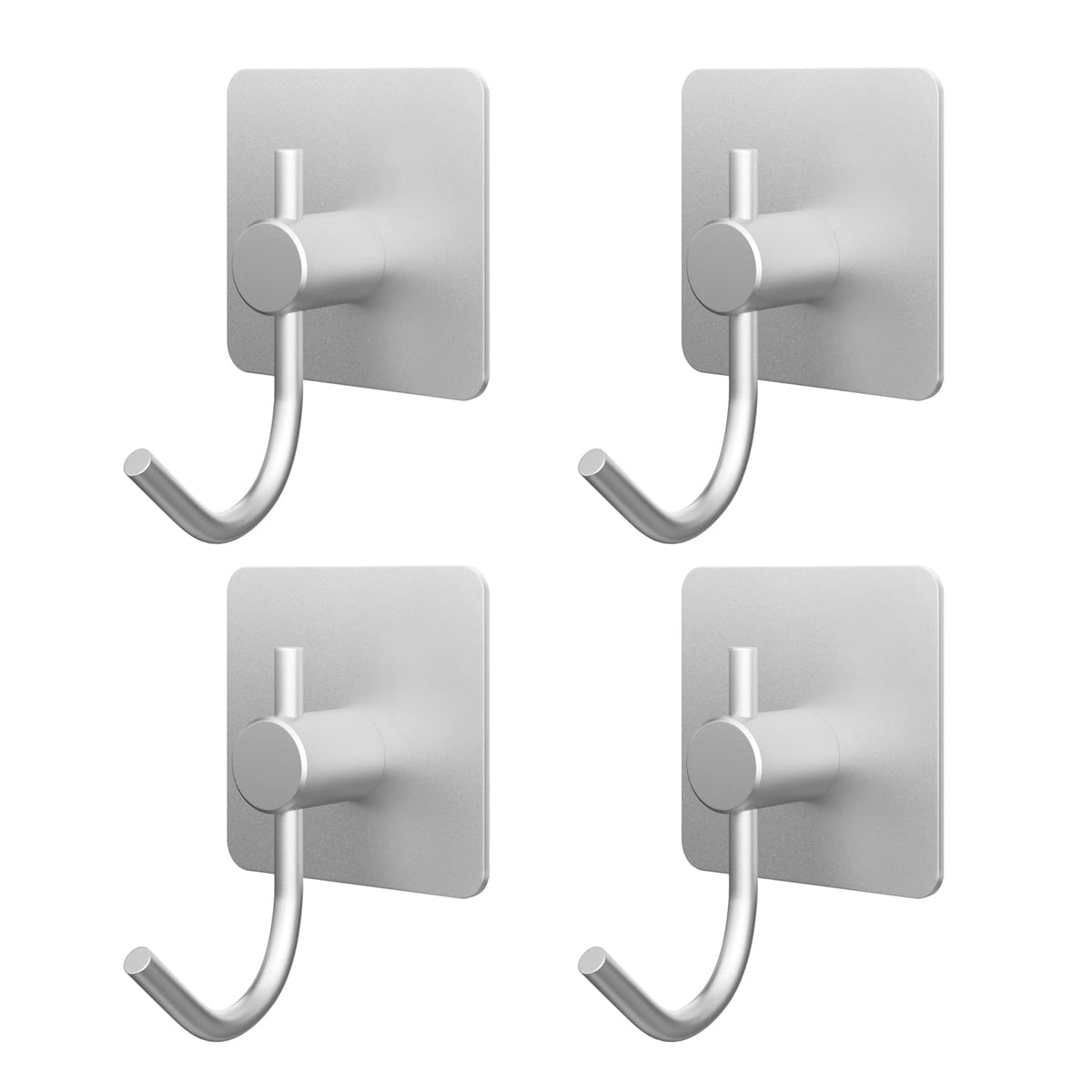 VAEHOLD 6 Pack Adhesive Wall Hooks, Heavy Duty Sticky Holder Aluminum Towel Hooks for Hanging Coat, Hat, Key, Clothes, Closet Hook Wall Mount for Kitchen, Bathroom, Office (Black)