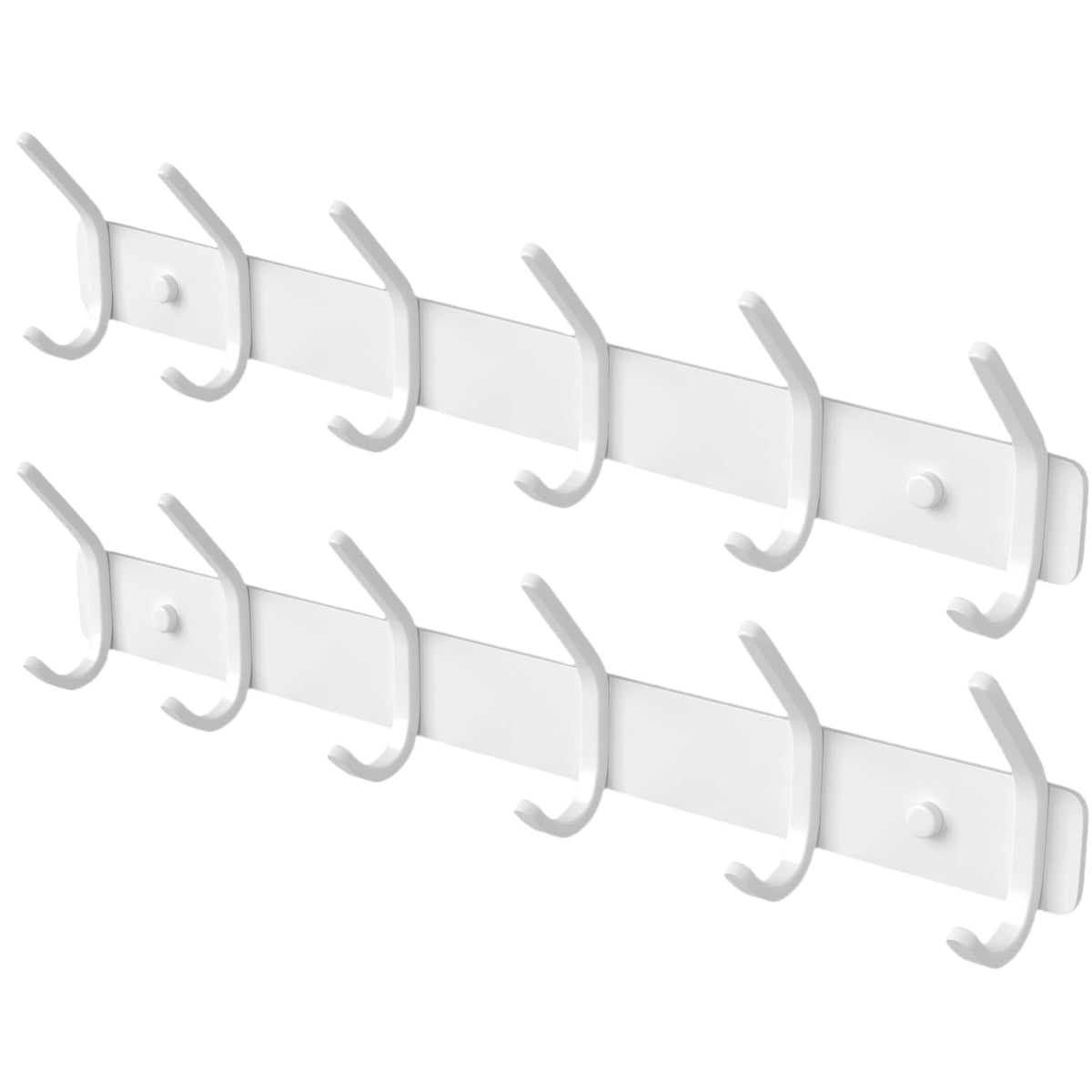 Coat Rack Wall Mount Hooks - 15 Inch White Metal 6-Hook Rack(1 Pack)