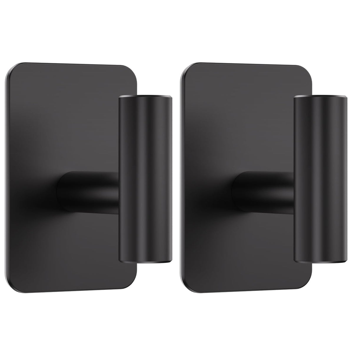 Large Heavy Duty Wall Hooks - 26lb Max, Stainless Steel Adhesive Towel Hooks for Hanging Towel, Coat, Robe, Hat, Sticky Towel Holder for Wall Mount in Bathroom, Shower, Kitchen (Black, 4 Pack)