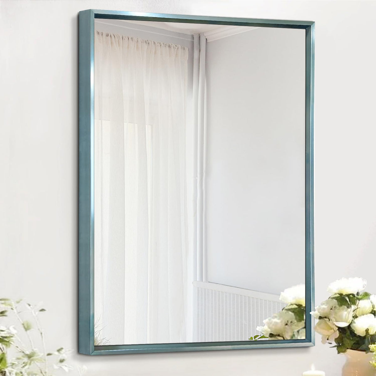 AAZZKANG Mirrors for Wall Rectangular Metal Framed Black 16"x12"