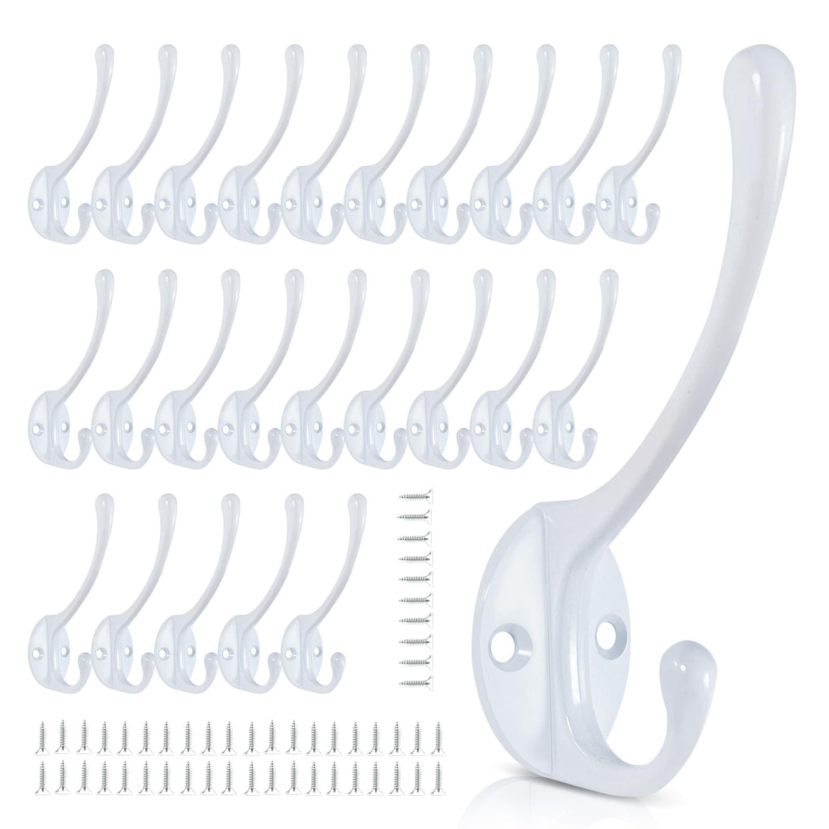 Wall Hooks for Hanging, 20-Pcs Heavy Duty Metal Coat Hooks, for Living Room, Bathroom, Kitchen, Bedroom for Coats, Towel, Hat, Key, Closet, Bag (Black)
