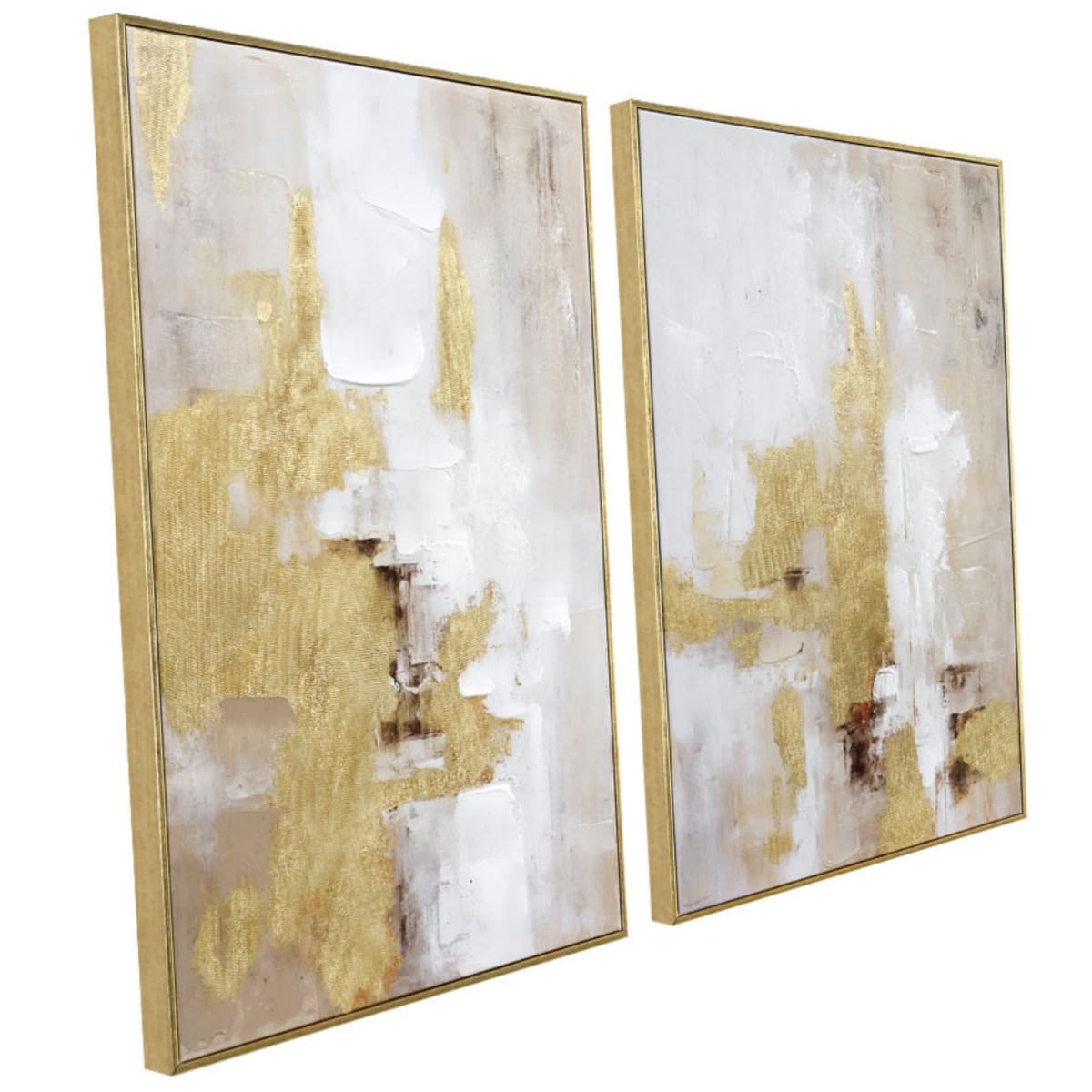 Zessonic Large Gold Abstract 3D Textured Hand-painted Wall Art, 24"x32"