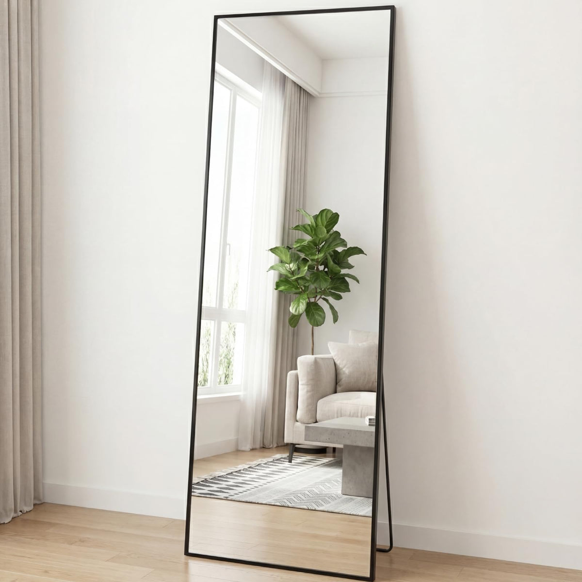 Mirror Full Length, Upgraded 16"x59" Body Wall Mirrors with Shatter-Proof Glass, Floor Standing, Hanging or Leaning, Tall Mirror with Stand Aluminum Alloy Frame for Bedroom Cloakroom