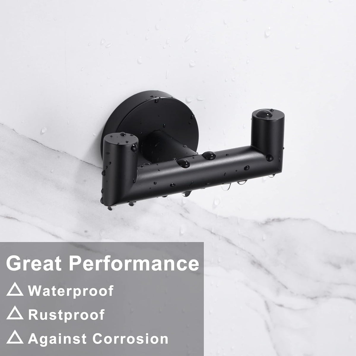 Towel Hooks for Bathrooms,Towel Hook for Kitchen Bathroom,SUS304 Stainless Steel Coat Hook,Heavy Duty Double Holder Robe Hooks for Hanging Towels,Coats,Sponges,Clothes,Wall Mount,Matte Black,2 Pack