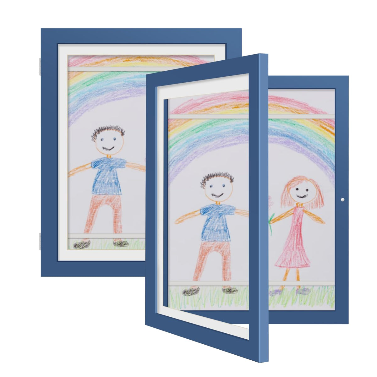 iRahmen Kids Art Frames 8.5x11 Set of 2 - Front Opening Childrens Picture Frame Changeable, Wood Artwork Display Storage for Wall Mount, Magnetic Door Holds 50 Art Pieces for Drawings, 3D Picture, Crafts, Portfolio, Brown
