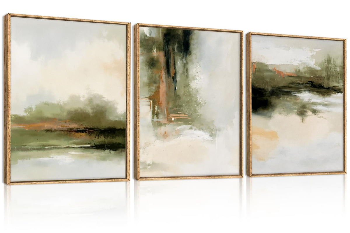 KAIRNE Neutral Abstrcat Landscape Framed Canvas Wall Art Set-40"x20"x1