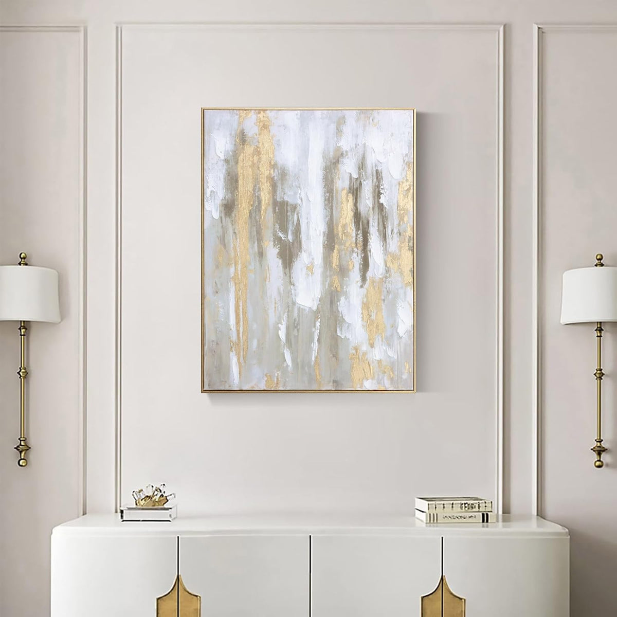 Zessonic Large Gold Abstract 3D Textured Hand-painted Wall Art, 24"x32"
