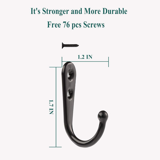 Hajoyful Coat Hooks-38 Pack Farmhouse Hooks with Metal Screws, Black Decorative Rustic Coat Hooks Rack, Wall Mounted Single Prong Robe Hook,Vintage Organizer Hanging Wire Hook Clothes Hanger
