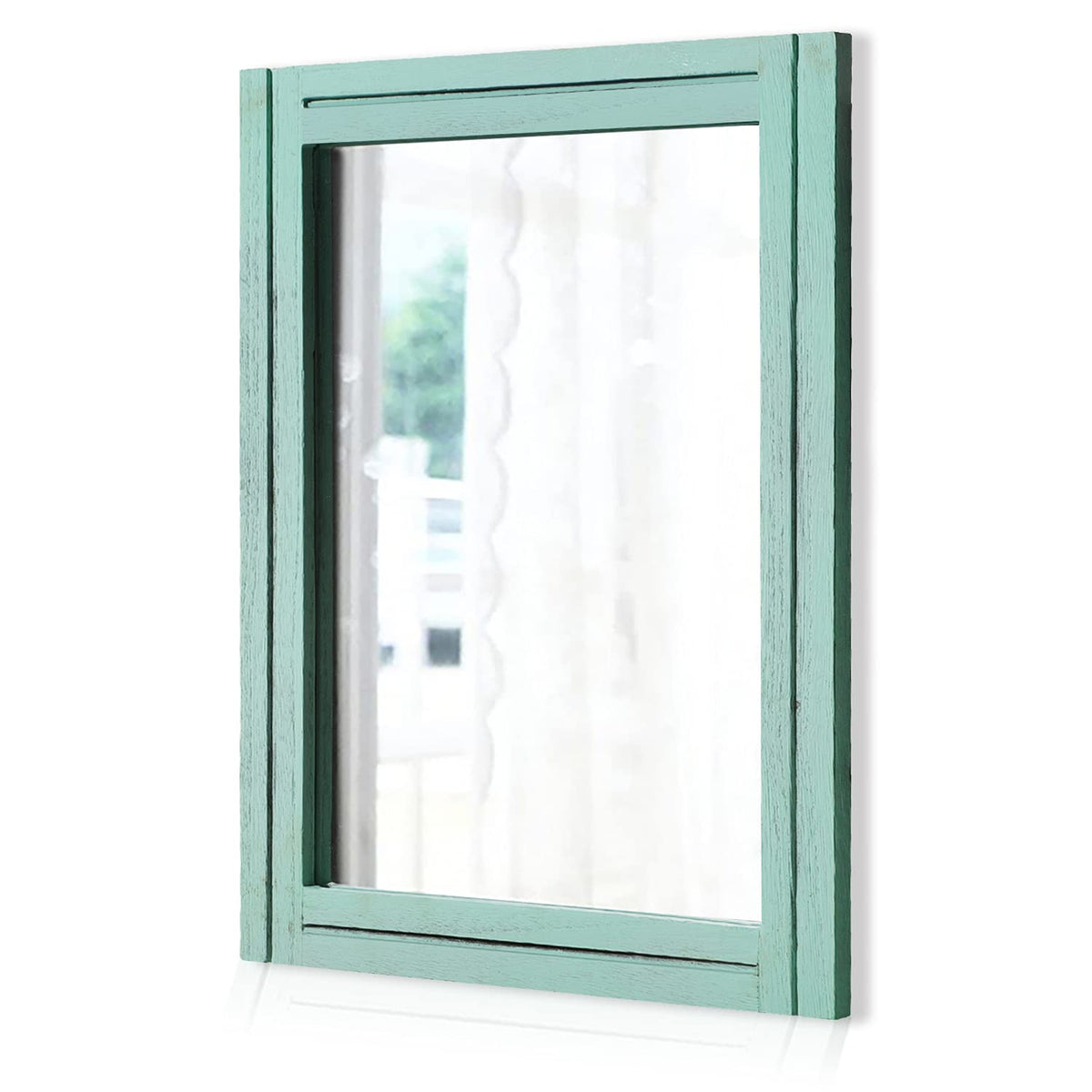 AAZZKANG Wall Mirror Rustic Wood Framed Rectangle Mirrors for Wall 16"x12‘’