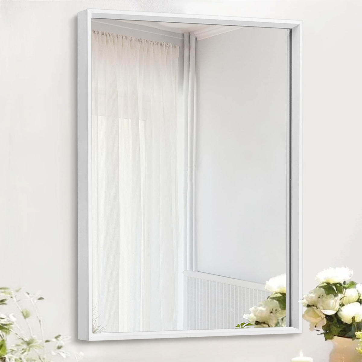 AAZZKANG Mirrors for Wall Rectangular Metal Framed Black 16"x12"