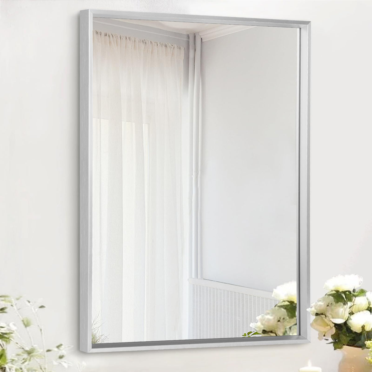 AAZZKANG Mirrors for Wall Rectangular Metal Framed Black 16"x12"