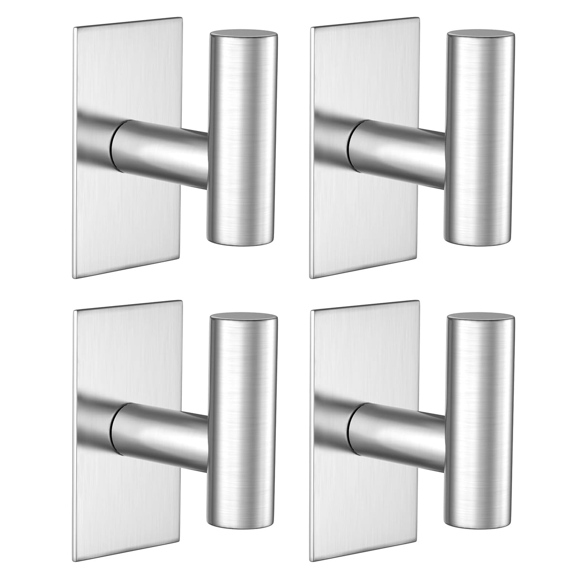 VAEHOLD Wall Towel Hooks, Heavy Duty Sticky Holder Waterproof Towel Hooks for Hanging Coat, Clothes, Closet Hook Wall Mount for Kitchen (Black, 4 Pack)