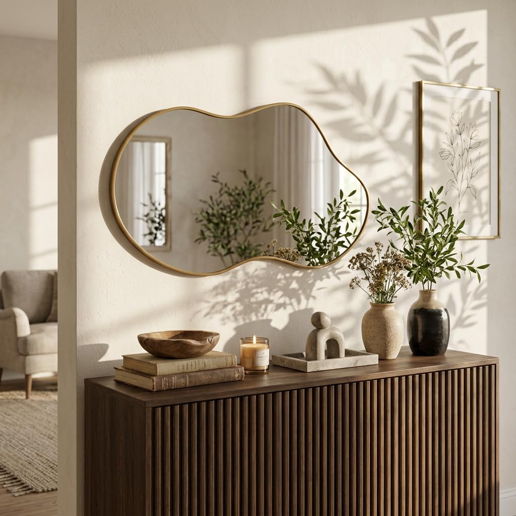 Irregular Wall Mirror 24×40 Inch Black