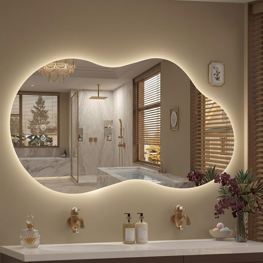 Irregular Wall Mirror 24×40 Inch Black