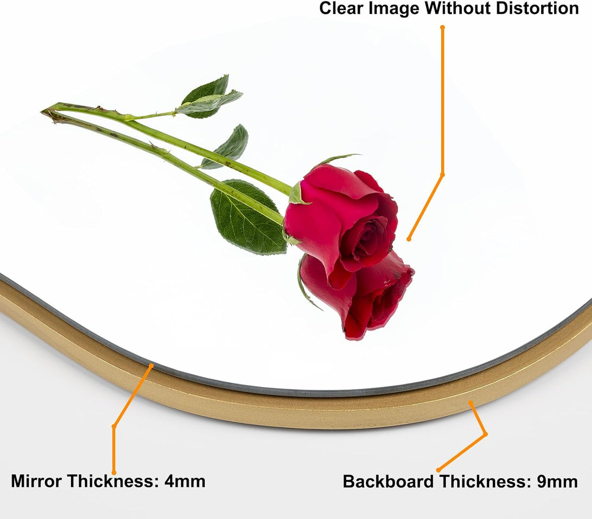 Irregular Asymmetrical Wall Mirror, 28" x 20" Gold Bathroom Mirror