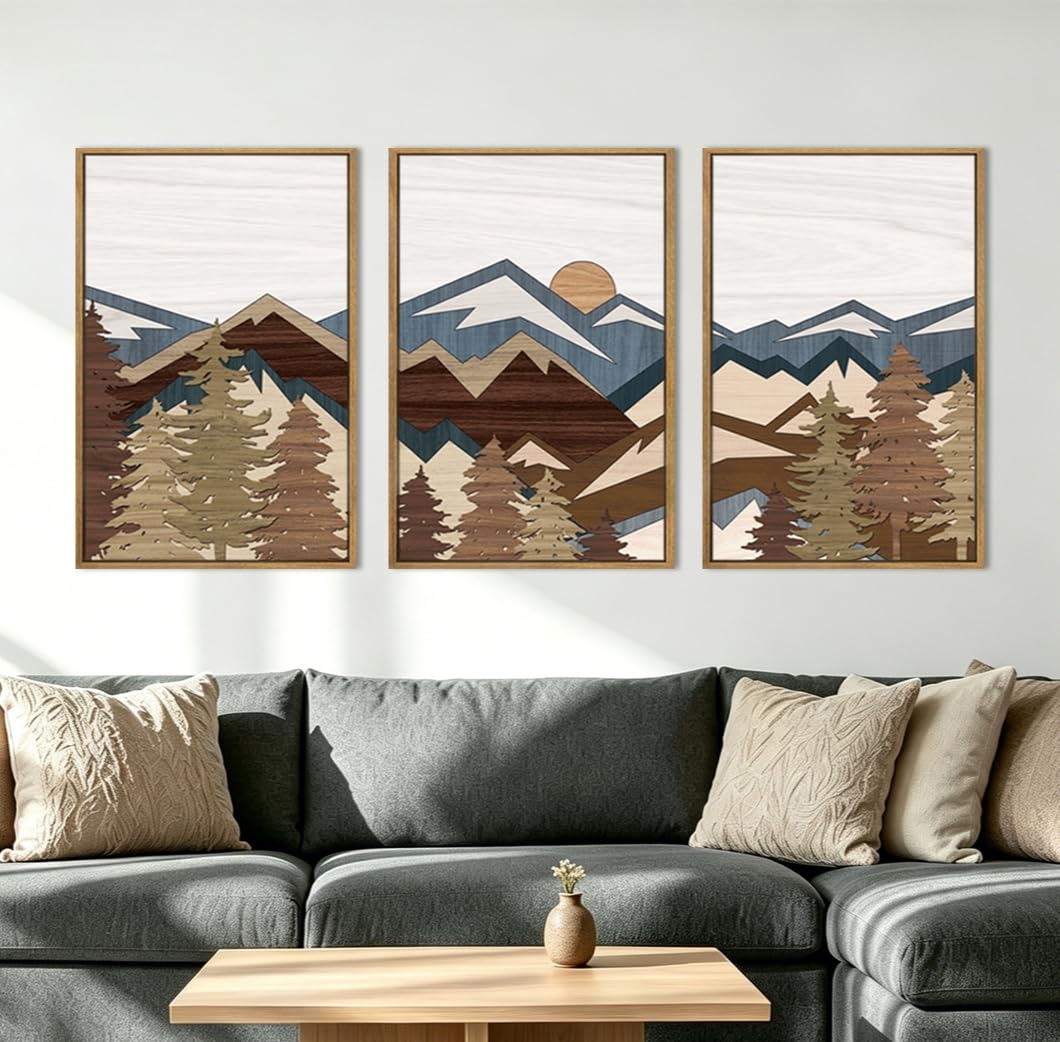 BINCUE Neutral Abstract Wall Art Beige Large Wall Decor Boho Mid Century Modern Artwork Art Print for Living Room Bedroom Office 24"x36" Set of 3 Gift